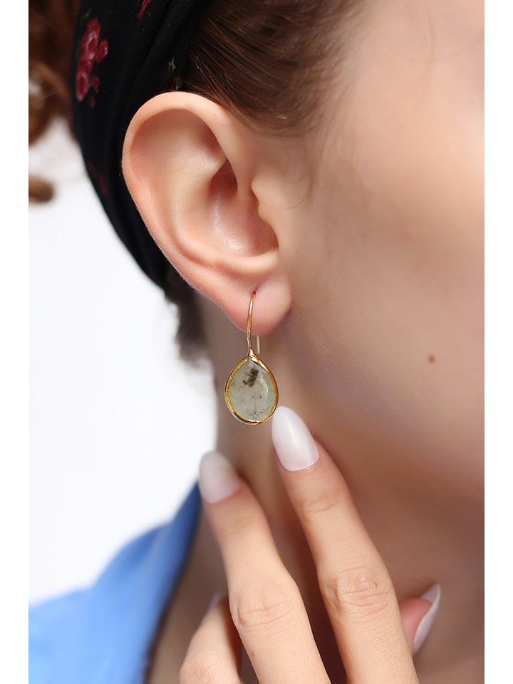 Pierres delicates Pozłacane kolczyki z prehnitami rozmiar: onesize