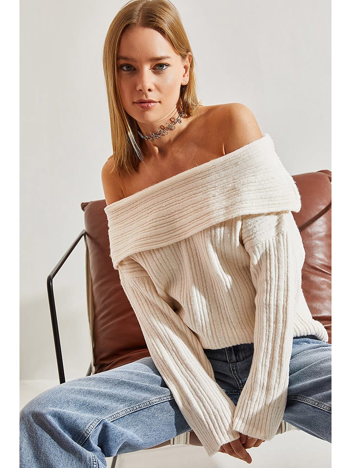 Bianco Lucci Sweter w kolorze kremowym rozmiar: onesize
