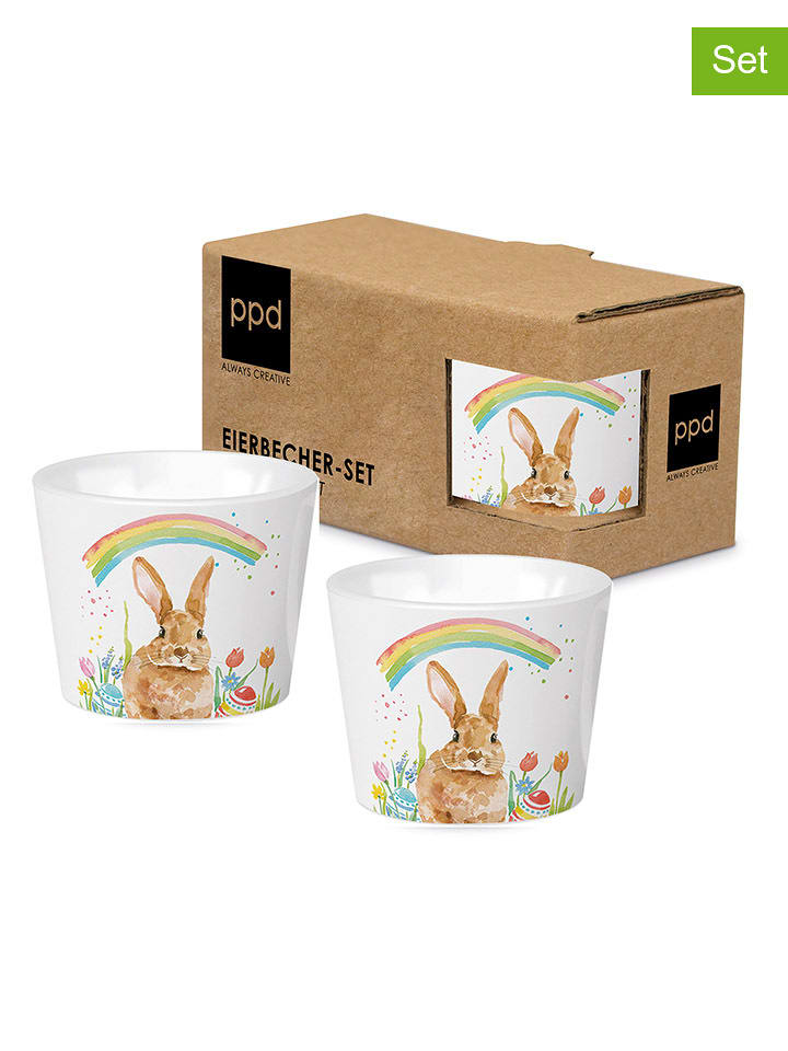 ppd Kieliszki (2 szt.) w kolorze jasnobrązowo-białym na jajka - Ø 5,2 cm rozmiar: onesize