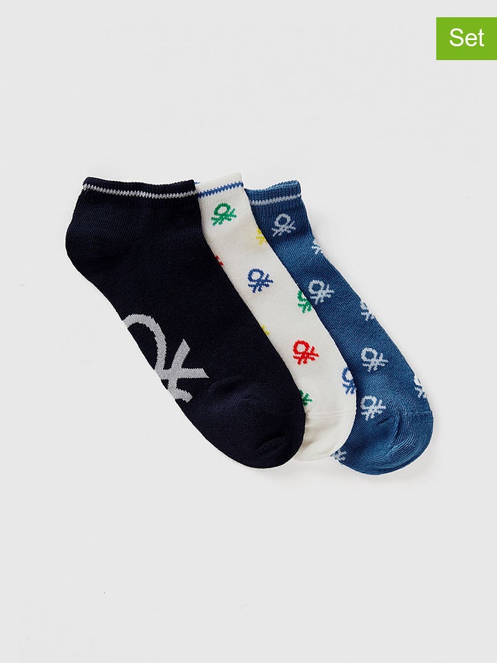 Benetton Skarpety (3 pary) w kolorze niebiesko-białym rozmiar: 20-24