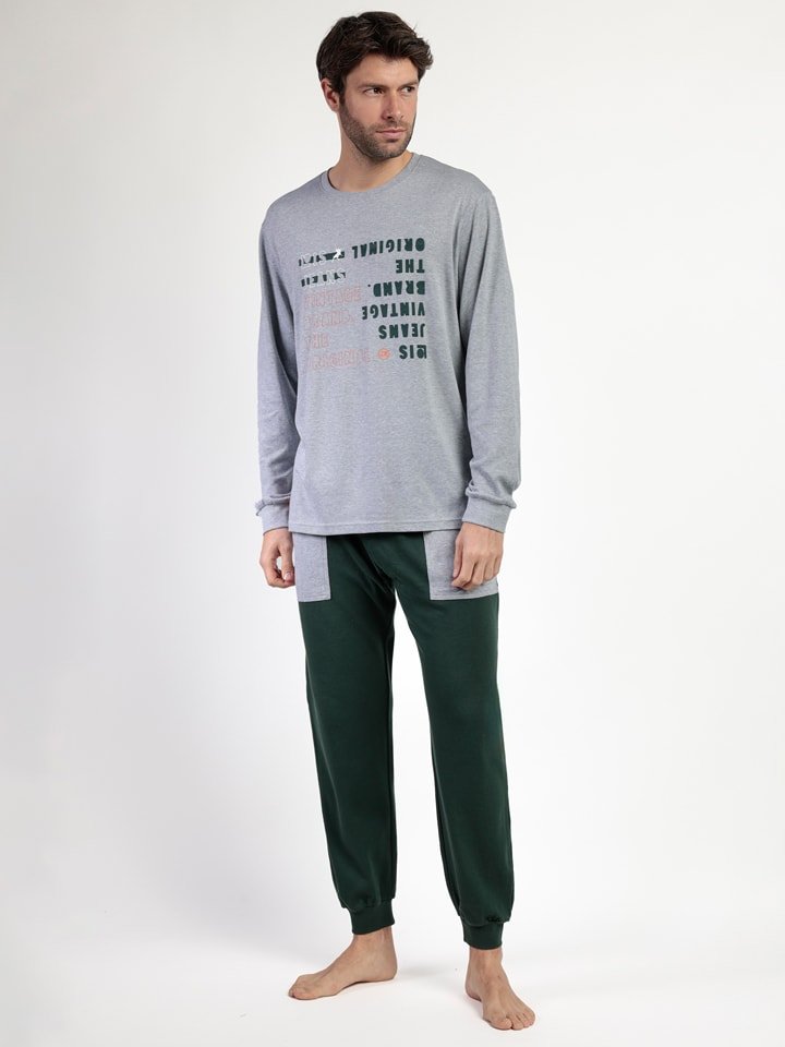 Lois Piżama "Den1962" w kolorze szaro-ciemnozielonym rozmiar: L