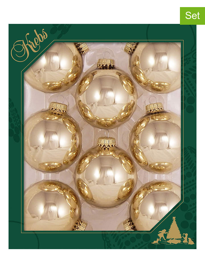 Krebs Glas Lauscha Bombki (8 szt.) w kolorze złotym - Ø 7 cm rozmiar: onesize