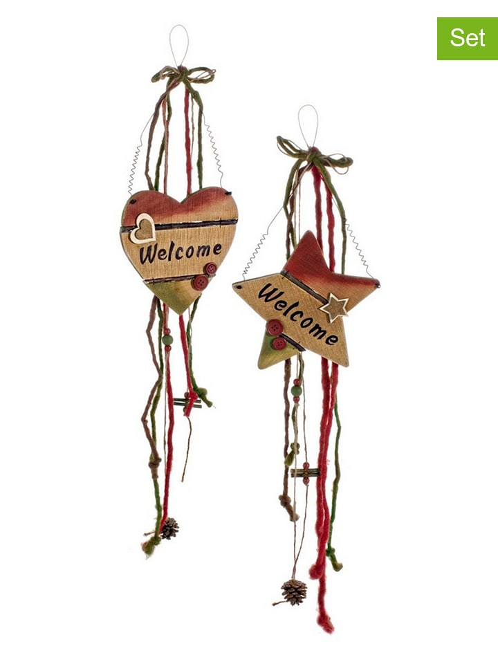 Bizzotto Zawieszki dekoracyjne (2 szt.) w kolorze zielono-czerwono-beżowym - dł. 70 cm rozmiar: onesize