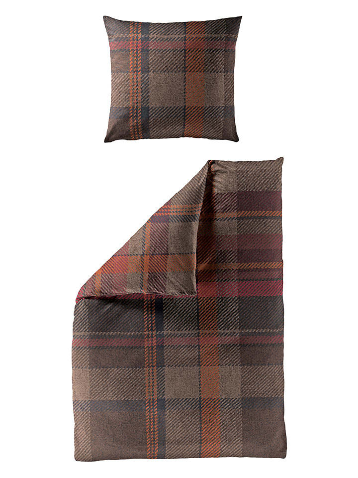 Bierbaum Komplet pościeli renforcé w kolorze brązowo-pomarańczowym rozmiar: 155x220 cm