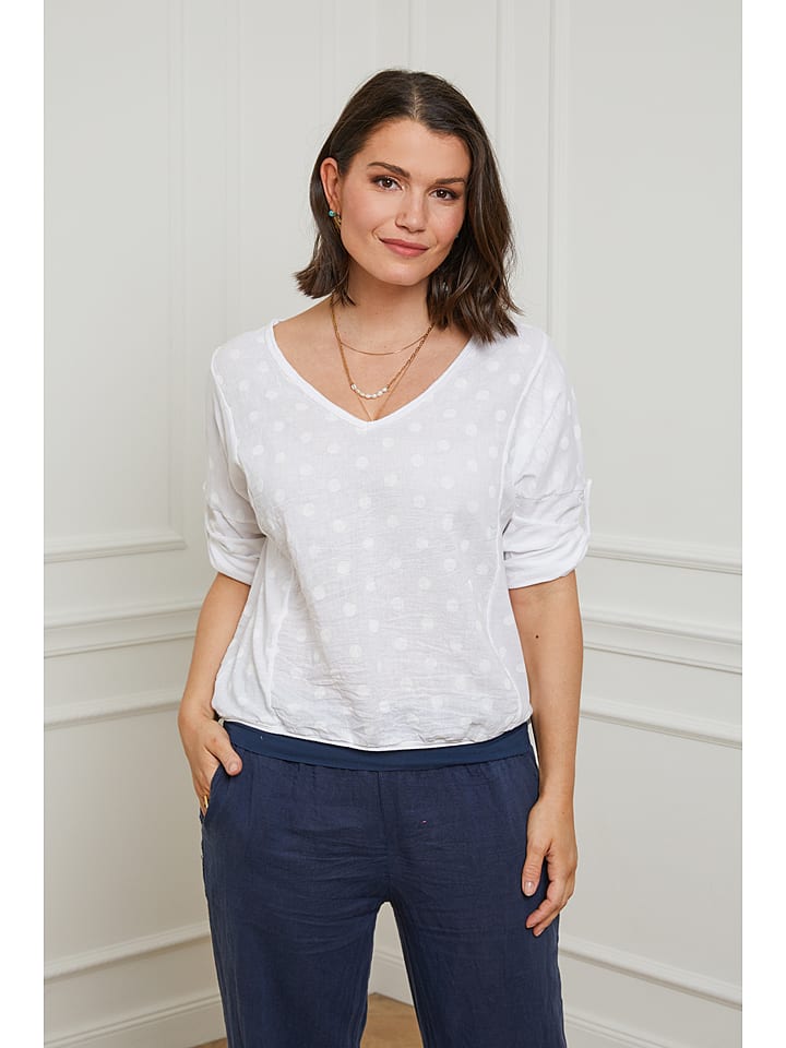 Curvy Lady Lniana bluzka w kolorze białym rozmiar: 48/50