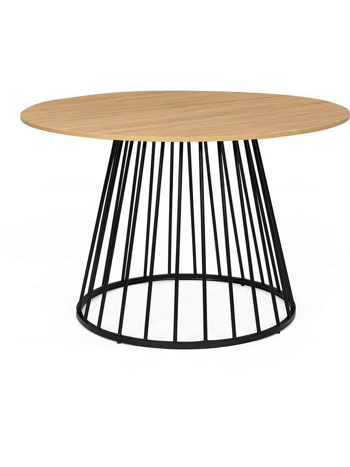 IDOMYA Essentials Stół "Adelle" w kolorze jasnobrązowo-czarnym do jadalni - wys. 75 x Ø 110 cm rozmiar: onesize
