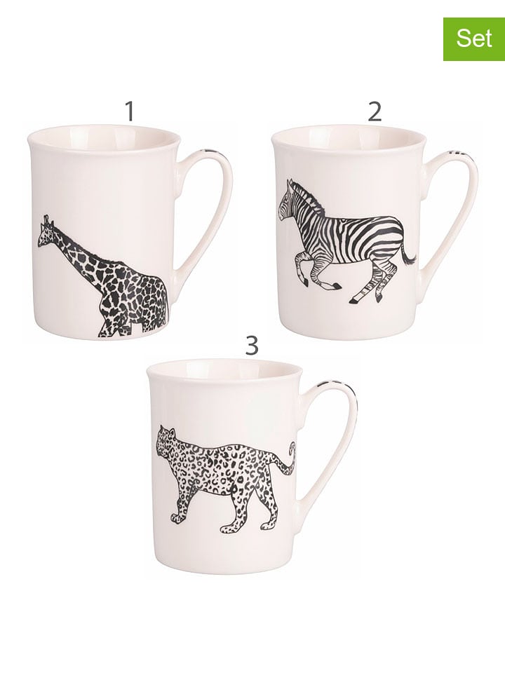 Villa d´Este Kubki (3 szt.) "Safari" w kolorze biało-czarnym - 310 ml rozmiar: onesize