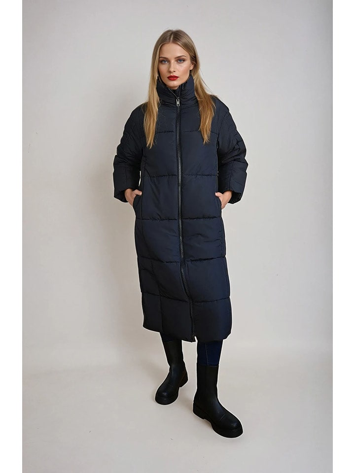 Monki Płaszcz pikowany w kolorze czarnym rozmiar: M