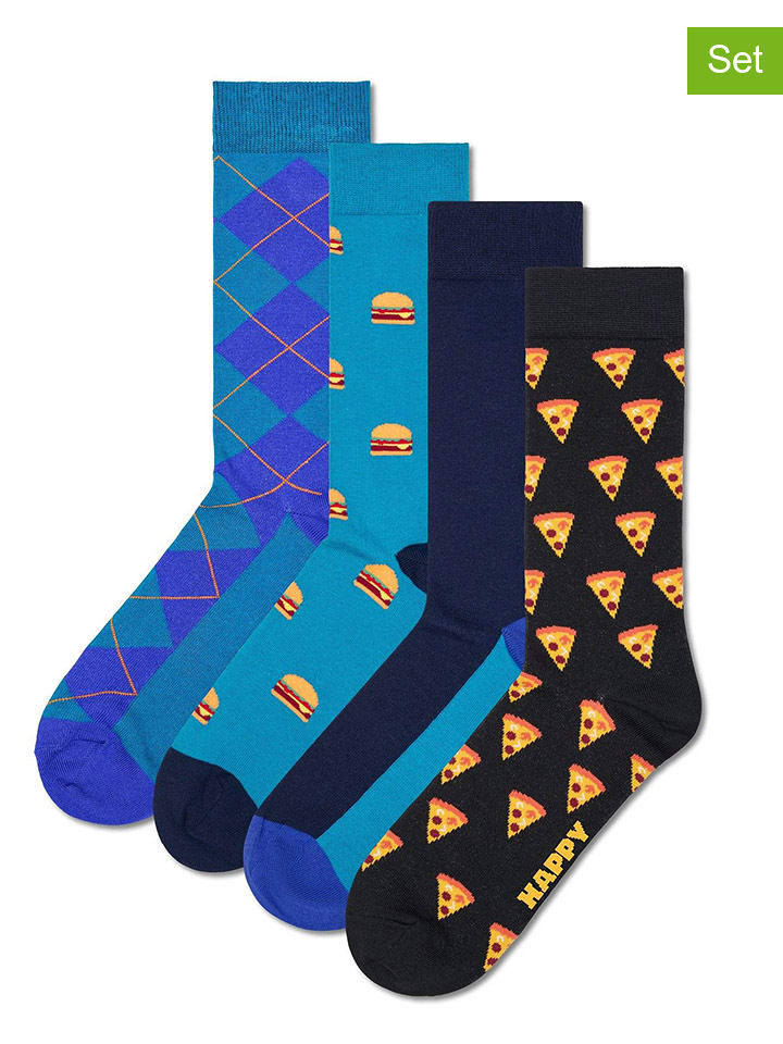 Happy Socks Skarpety (4 pary) "Food" w kolorze niebiesko-granatowo-czarnym rozmiar: 41-46
