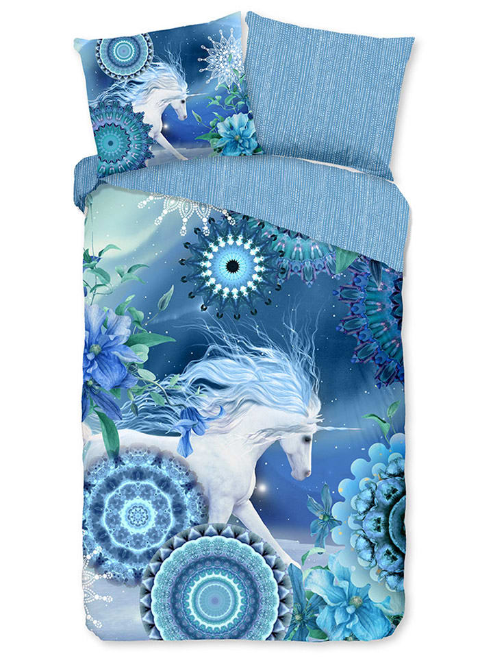 Hip Komplet pościeli flanelowej "Lumi" w kolorze niebieskim rozmiar: 240x220 cm