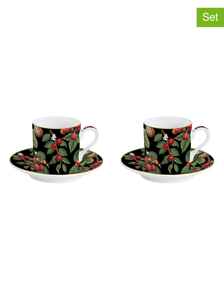 Easy Life Filiżanki (2 szt.) "Orchard" w kolorze czarnym - 75 ml rozmiar: onesize