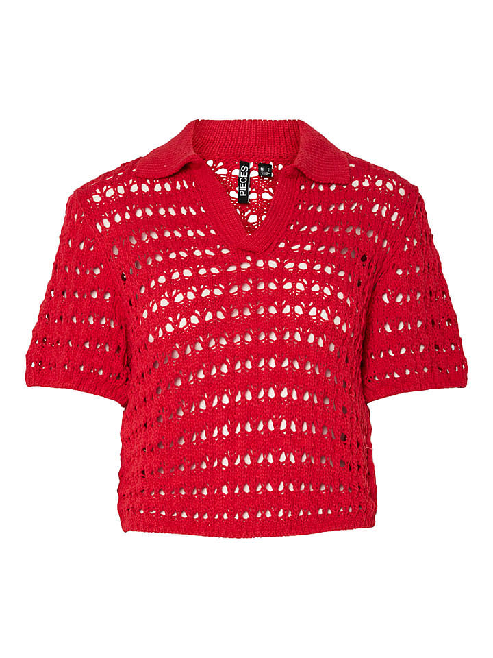 Pieces Koszulka "Filuca" w kolorze czerwonym rozmiar: L