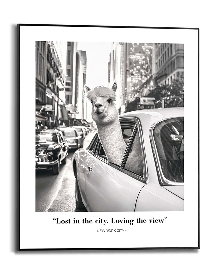 Orangewallz Druk artystyczny "Alpaca New York" w ramce rozmiar: 40x50 cm