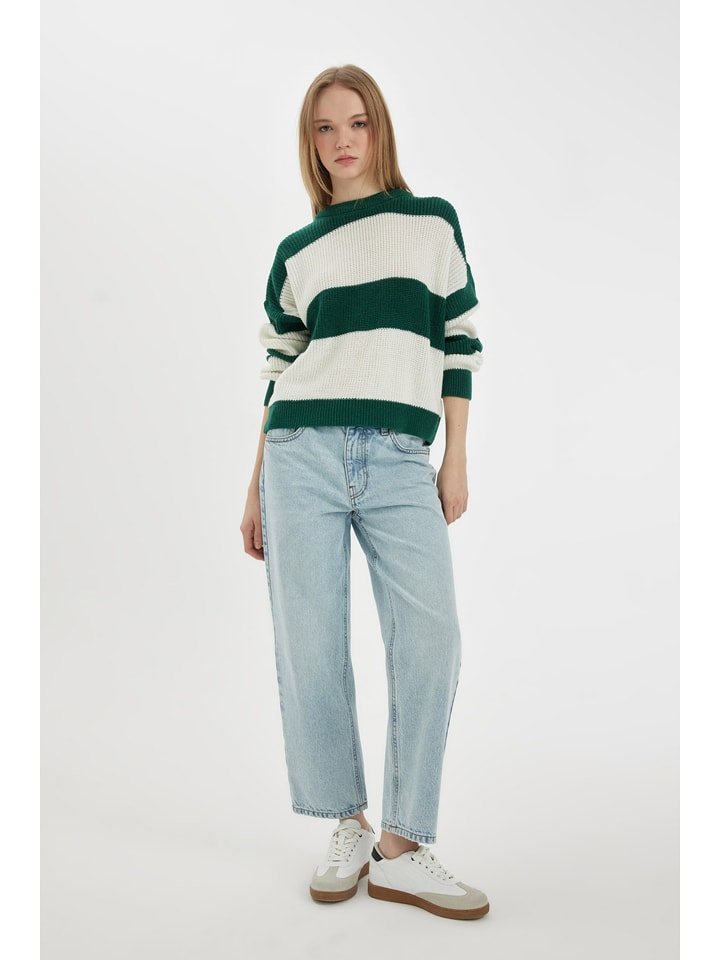 DeFacto Sweter w kolorze zielono-kremowym rozmiar: S