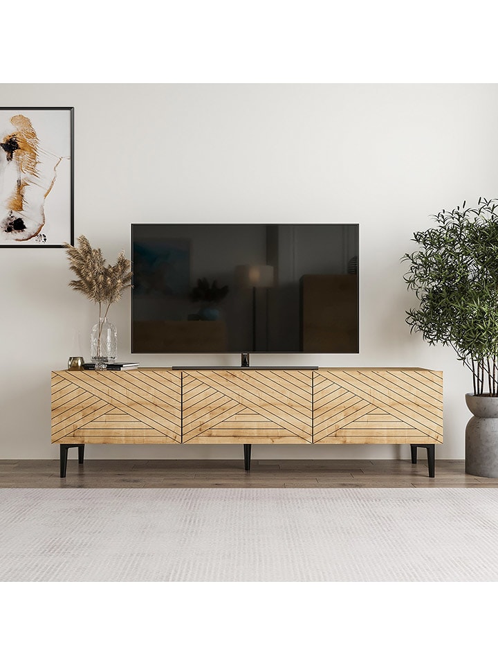 Evila Szafka RTV "Felix" w kolorze beżowym - 160 x 44,1 x 31,4 cm rozmiar: onesize