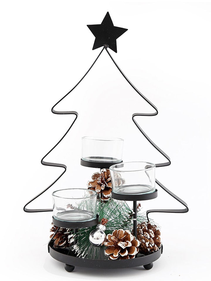 SiL Interiors Świecznik "Tree" w kolorze czarnym - 18 x 29 x 13 cm rozmiar: onesize