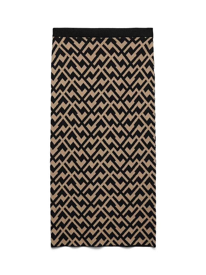 Vero Moda Spódnica dzianinowa w kolorze beżowo-czarnym rozmiar: XS