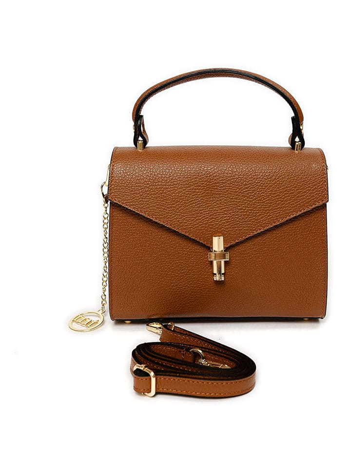 Mia Tomazzi Skórzana torebka "Barzini" w kolorze jasnobrązowym - 27 x 16 x 8 cm rozmiar: onesize