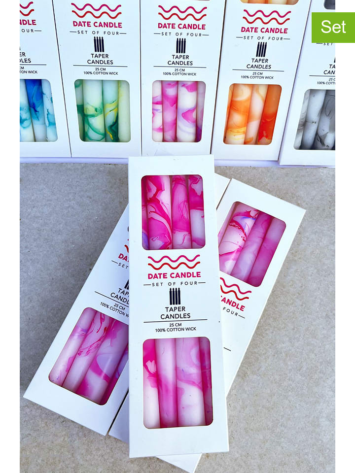 Lucky Bees Świece (4 szt.) w kolorze różowo-białym - 4x 65 g rozmiar: onesize