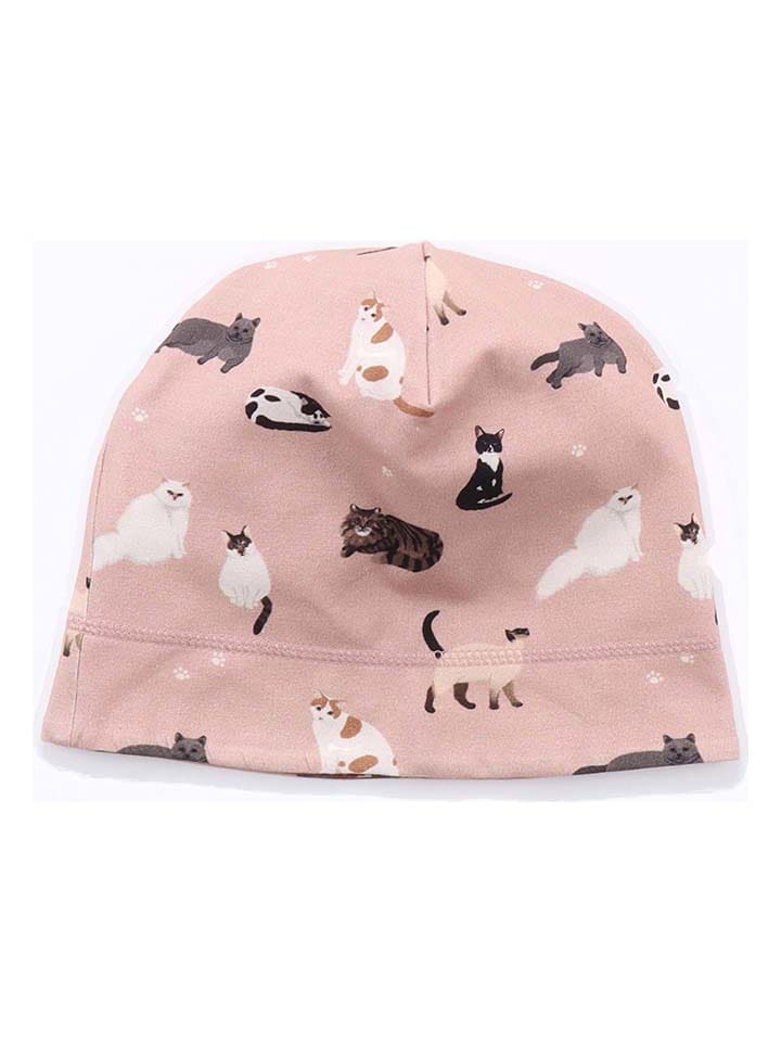 Walkiddy Dwustronna czapka beanie w kolorze jasnoróżowo-jasnobrązowym rozmiar: 53-55 cm