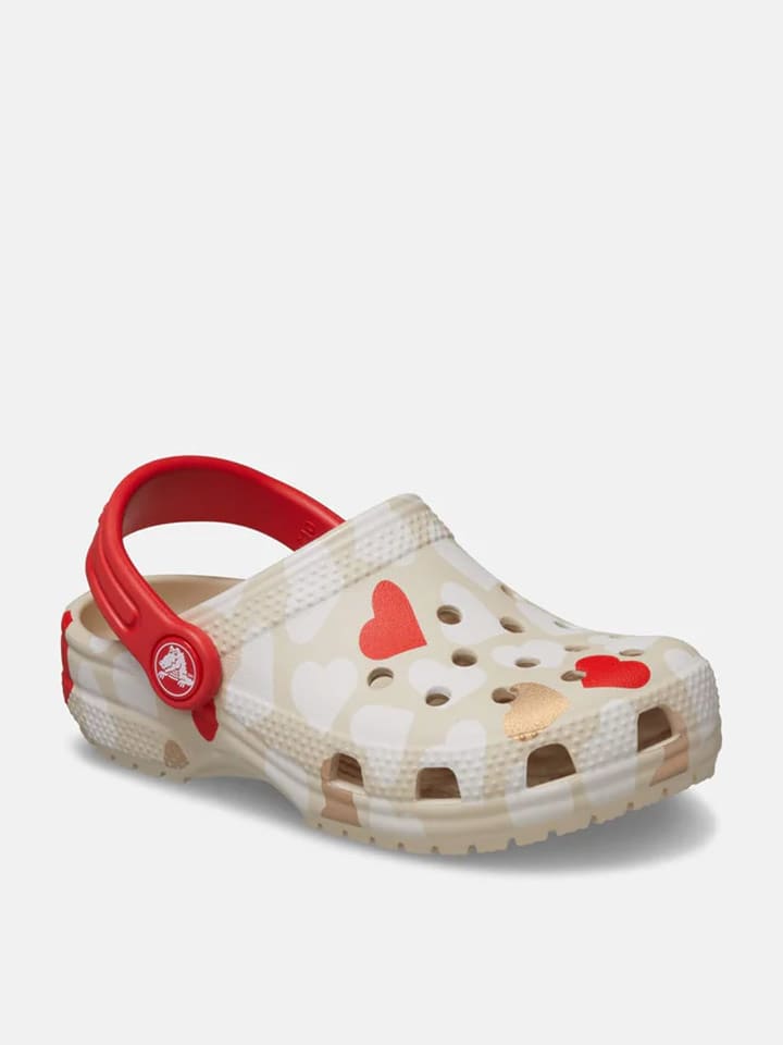 Crocs Chodaki "Classic Heart" w kolorze beżowo-czerwonym rozmiar: 25/26
