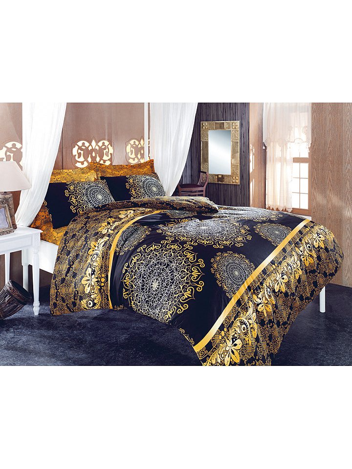 Elizabed Komplet pościeli "Osman" w kolorze czarno-żółtym rozmiar: 140x200 cm