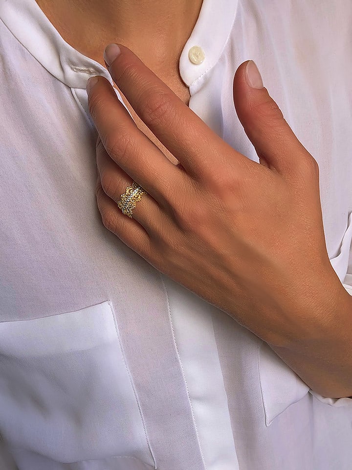 Taboo Pozłacany pierścionek z cyrkoniami rozmiar: 56