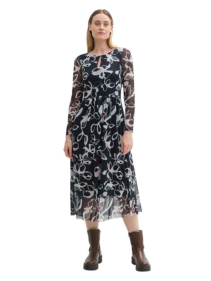 Tom Tailor Sukienka w kolorze granatowo-białym rozmiar: 34