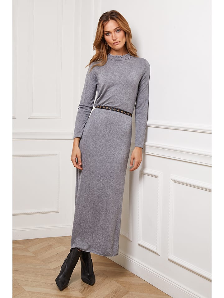 Joséfine Sukienka dzianinowa "Analog" w kolorze szarym rozmiar: L