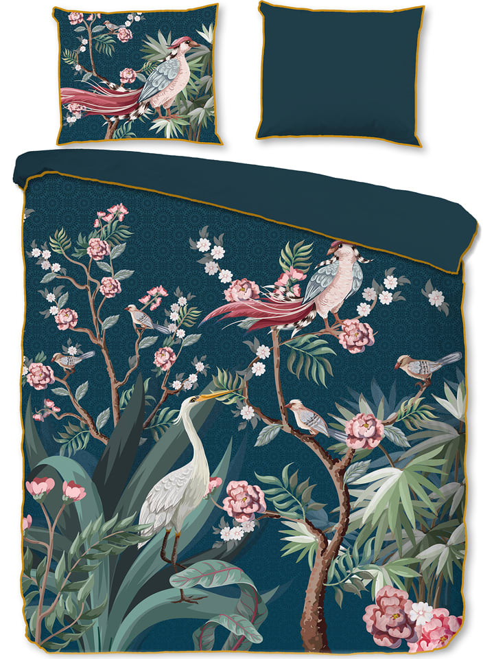 Good Morning Komplet pościeli satynowej "Sarenza" w kolorze morskim rozmiar: 155x220 cm