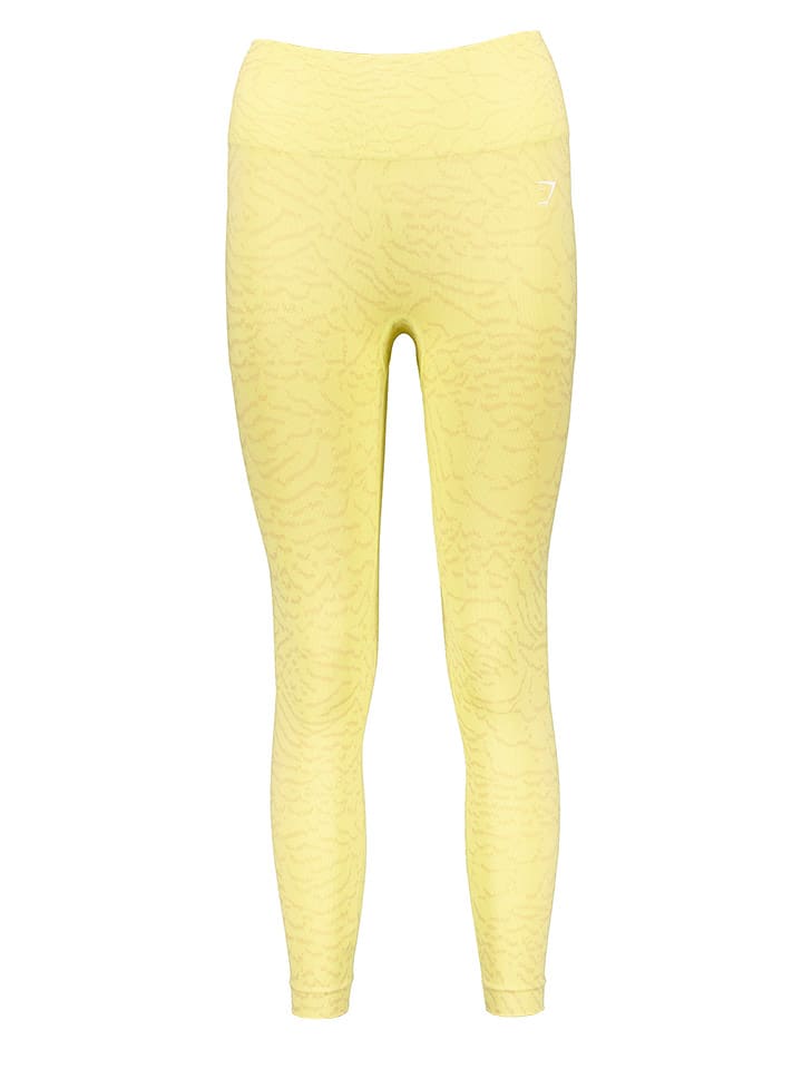 Gymshark Legginsy sportowe "Adapt Animal" w kolorze żółtym rozmiar: M