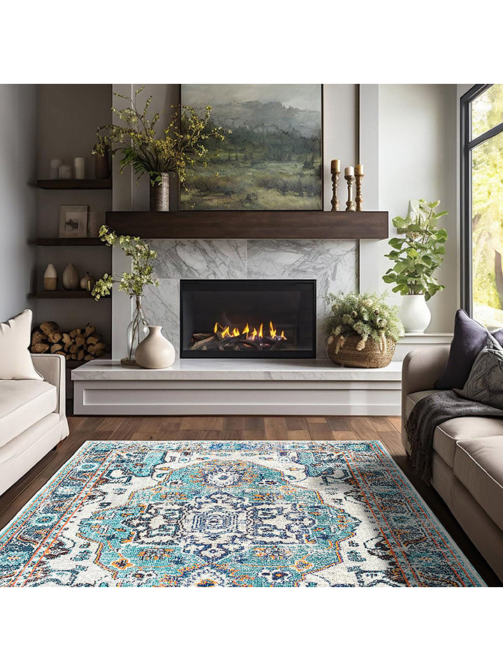 Conceptum Hypnose Dywan ''Kece-Fr27'' w kolorze błękitno-beżowo-niebieskim rozmiar: 180x280 cm