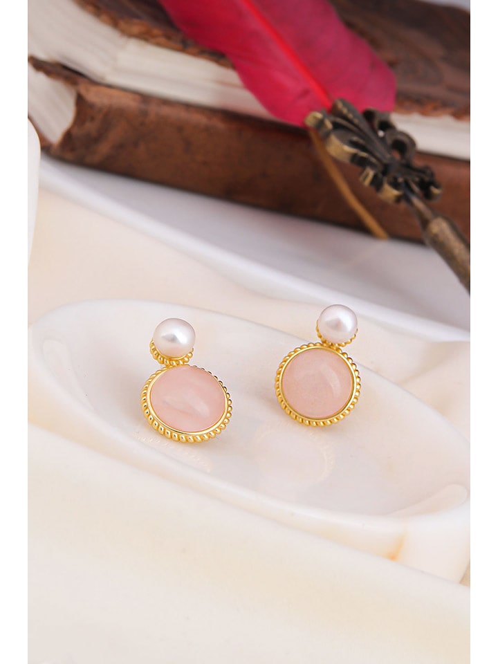 L'Atelier de Gaia Pozłacane kolczyki z perłami i kwarcem rozmiar: onesize