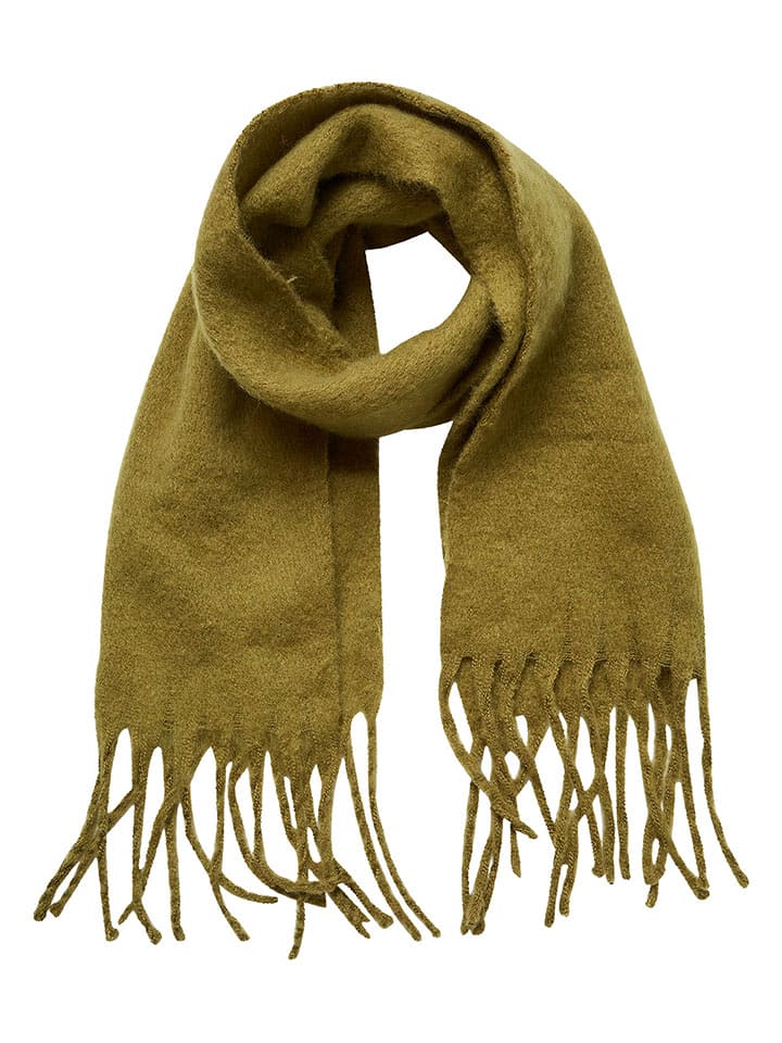 MOSS COPENHAGEN Szal "Allona" w kolorze oliwkowym - 230 x 50 cm rozmiar: onesize