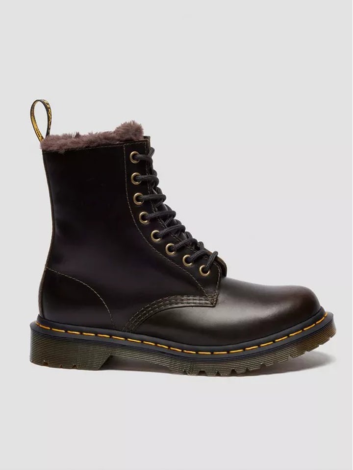 Dr. Martens Skórzane botki zimowe "1460 Serena" w kolorze czarno-brązowym rozmiar: 41