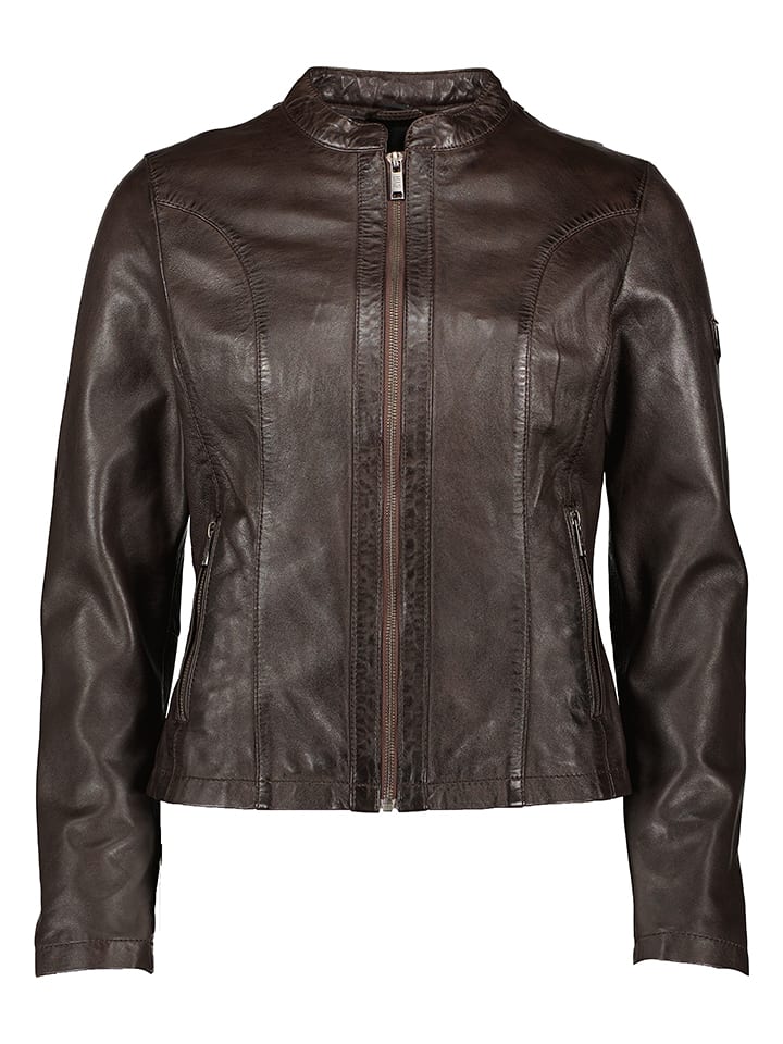 HIS Skórzana kurtka w kolorze ciemnobrązowym rozmiar: 42