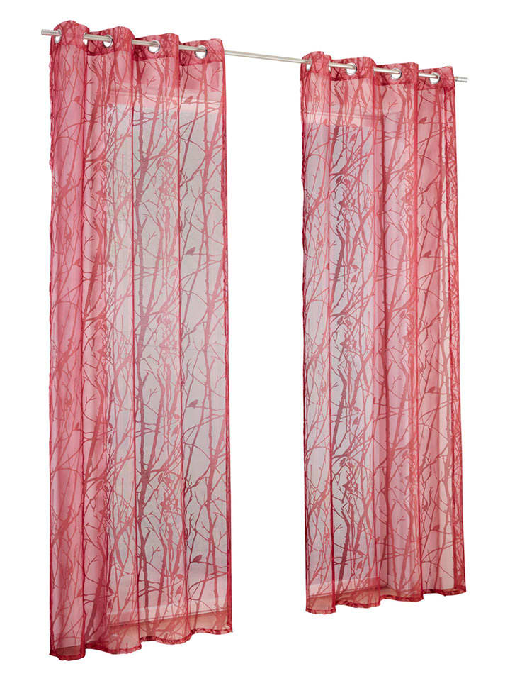 heine home Firanka dekoracyjna w kolorze czerwonym rozmiar: 245x140 cm