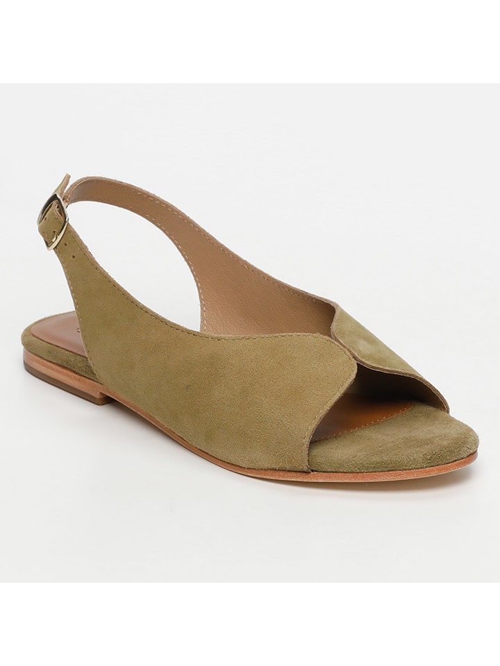 CALANK Skórzane sandały w kolorze khaki rozmiar: 39