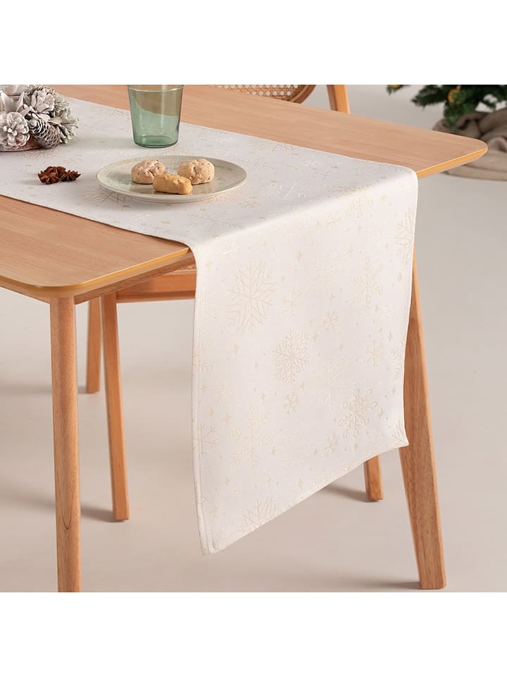 GAMUSI Bieżnik "Sparkle" w kolorze złoto-białym rozmiar: 45x135 cm