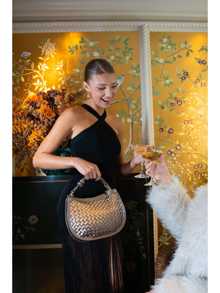 Victor & Hugo Paris Skórzana torebka "Leana" w kolorze beżowym - 27 x 14 x 7 cm rozmiar: onesize