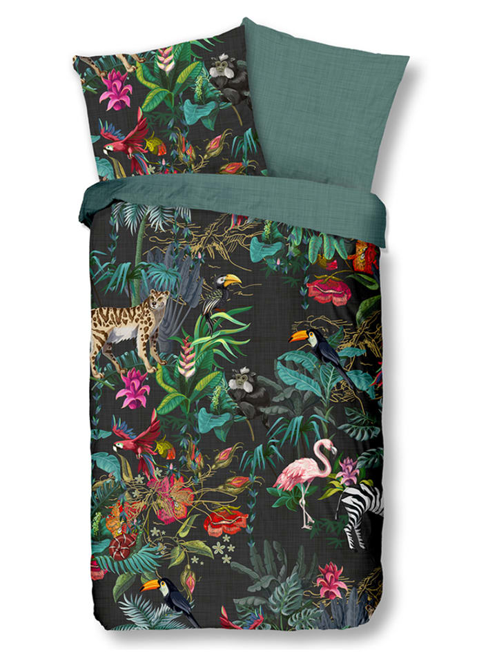 Good Morning Komplet pościeli renforcé "Funky" w kolorze zielonym ze wzorem rozmiar: 200x220 cm