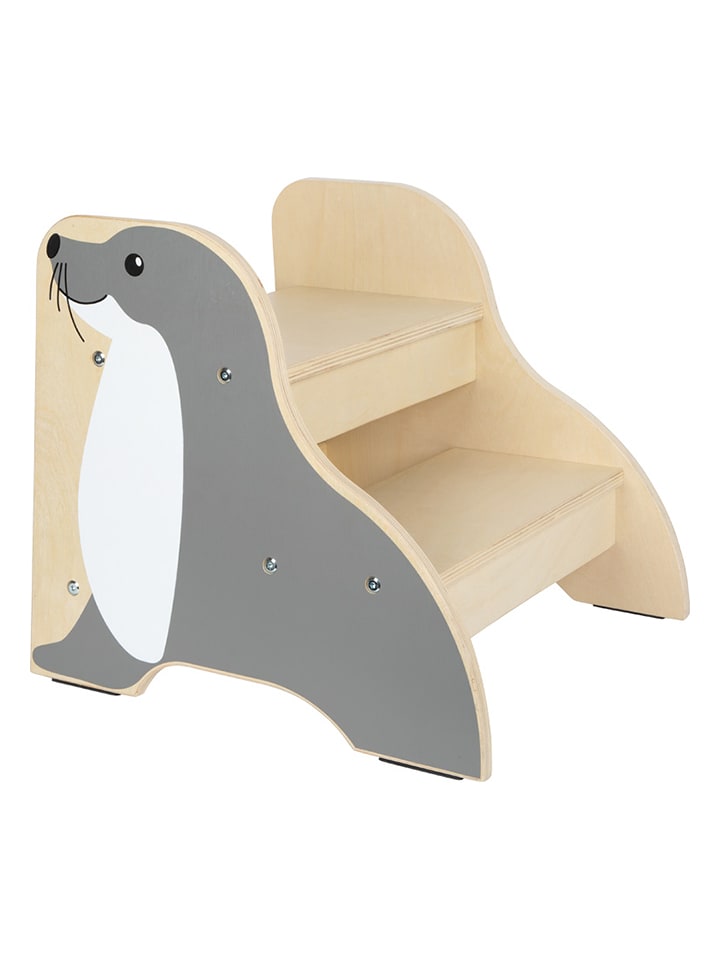 small foot Hocker "Seehund Wildlife" w kolorze szarym ze schodkami rozmiar: onesize