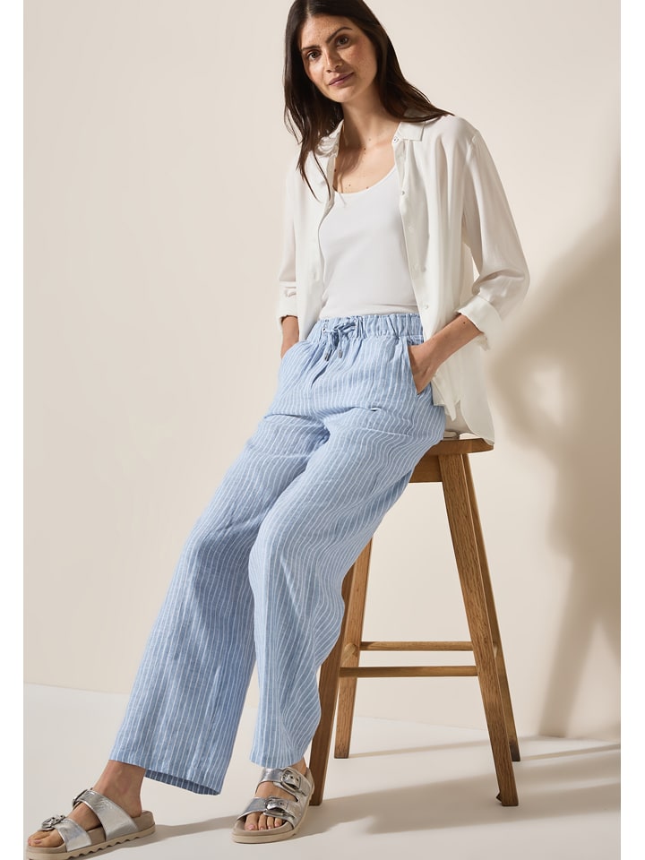 Cecil Lniane spodnie w kolorze błękitno-białym rozmiar: M