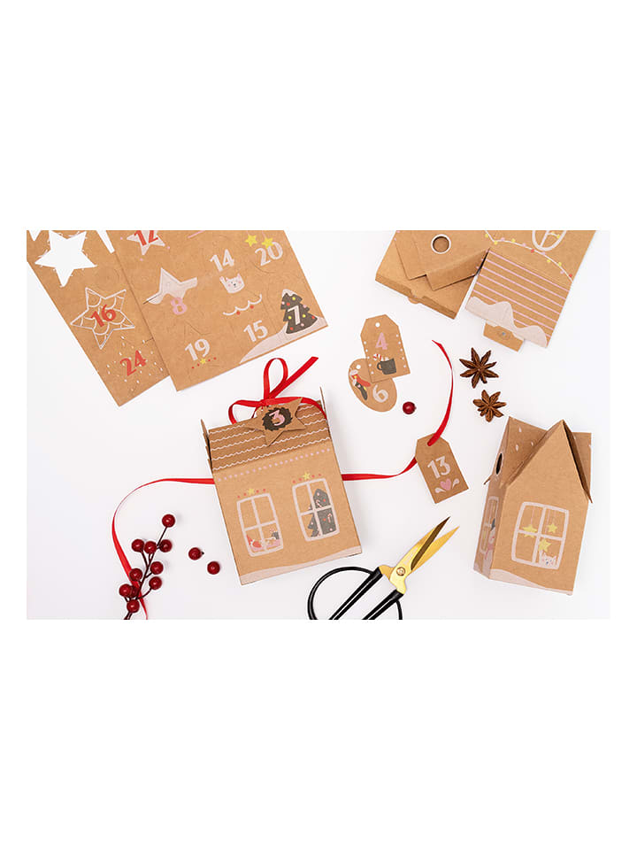 folia PAPER 49-częściowy kalendarz adwentowy w kolorze jasnobrązowym rozmiar: onesize