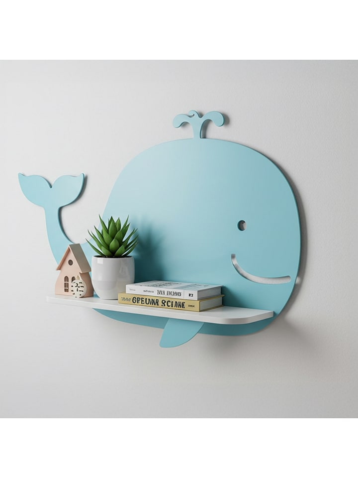 Woody Kids Regał ścienny w kolorze biało-turkusowym - 33 x 25 x 10 cm rozmiar: onesize