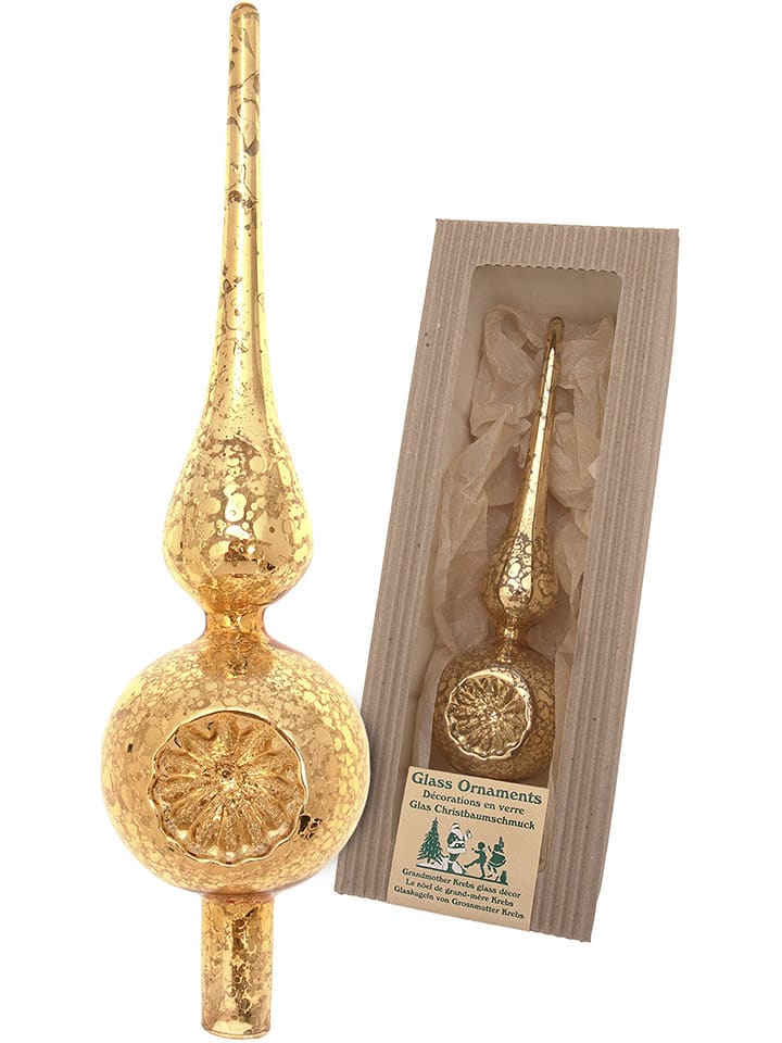 Krebs Glas Lauscha Odblaskowy szpic w kolorze złotym na choinkę - wys. 23 cm rozmiar: onesize