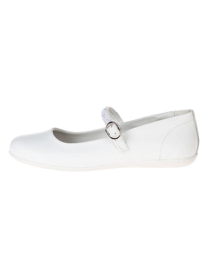 Primigi Skórzane baleriny "Fantasy flat" w kolorze białym rozmiar: 28