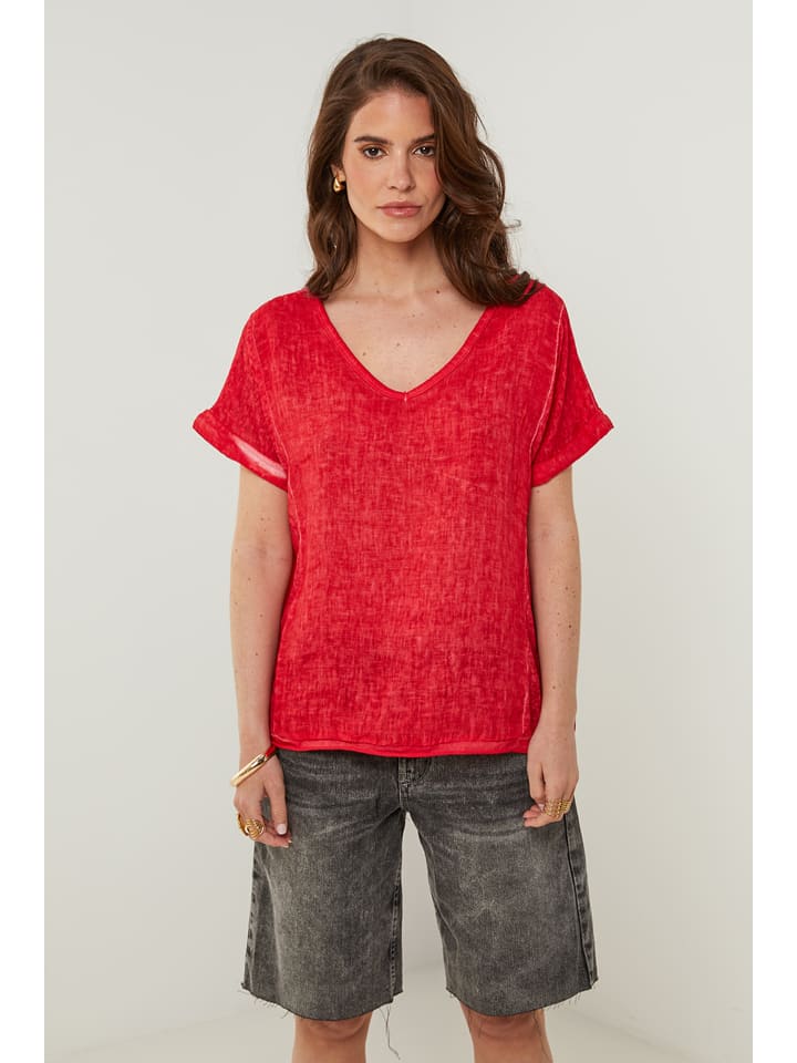 Rodier Lin Lniana koszulka w kolorze czerwonym rozmiar: M/L