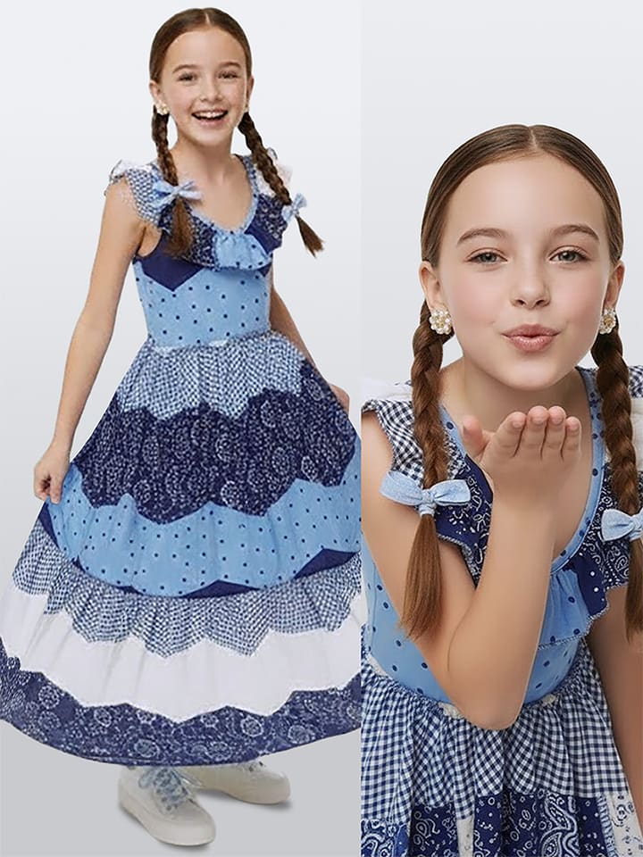 Denokids Sukienka w kolorze niebiesko-białym rozmiar: 140