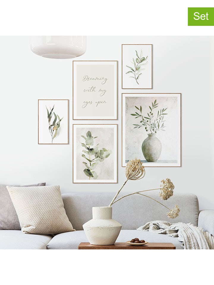 Orangewallz Druki artystyczne (5 szt.) "Seren Green" w ramce rozmiar: onesize